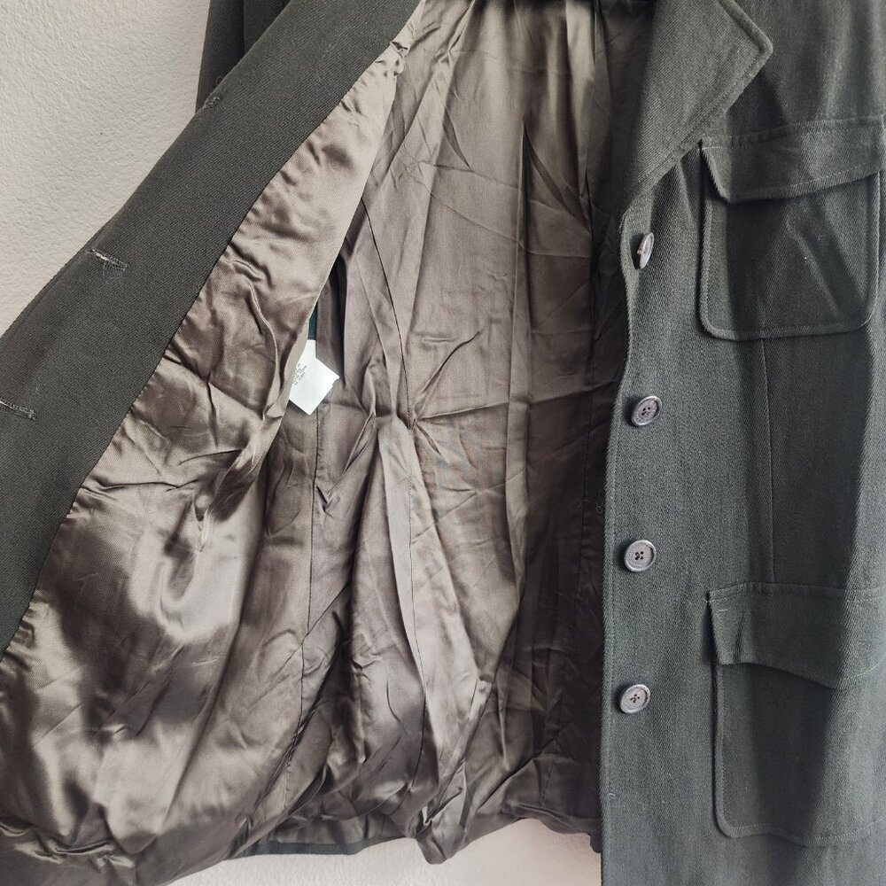 Lauren Ralph Lauren Blazer Womens 4 Olive Green Wool Military Utility Jacket USA - Picture 5 of 11